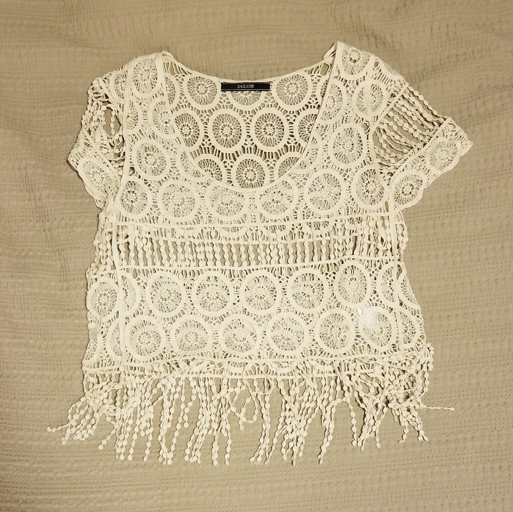 Concert vibes white lace tshirt